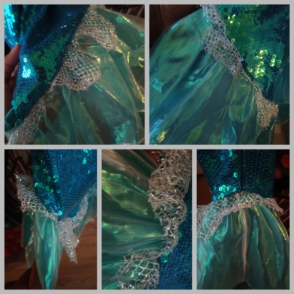GILLIANS CLOSET Sparkling SEQUINS Green Blue Mermaid Costume for Kids Size 5-6 - Picture 14 of 16